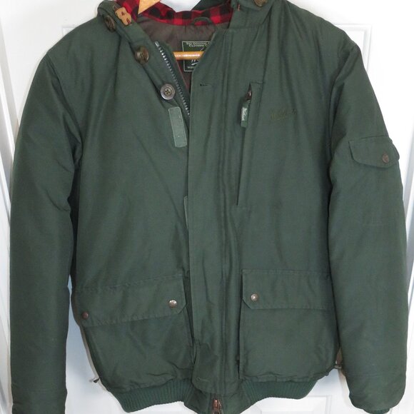 Woolrich Men's Down Parka Full Zip Flannel Lined Hood Full Zip Elm Green Sz Med - Picture 10 of 10